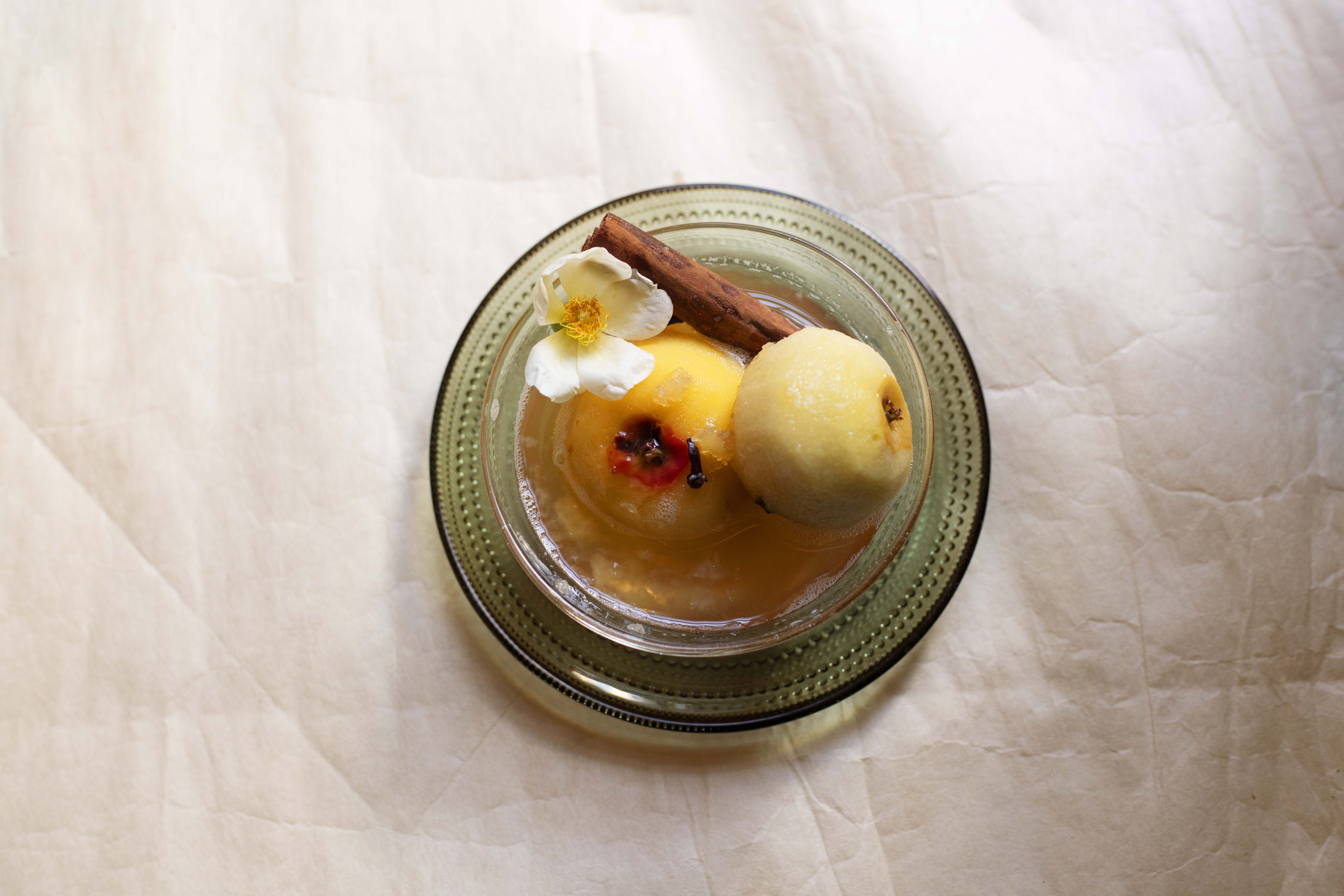Midweek treat: poached apples, maple syrup