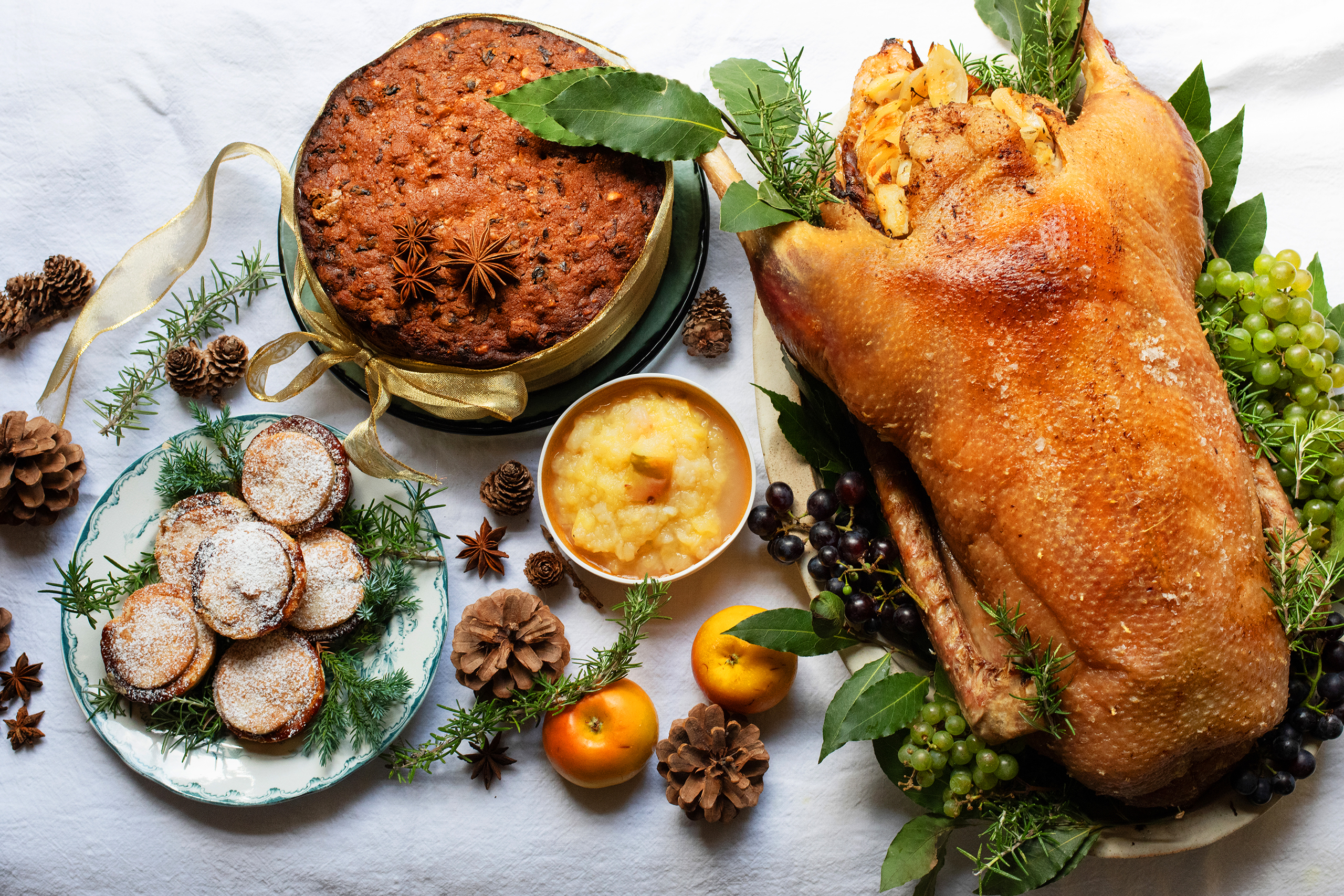 The ultimate Christmas table – roast goose and mince pies