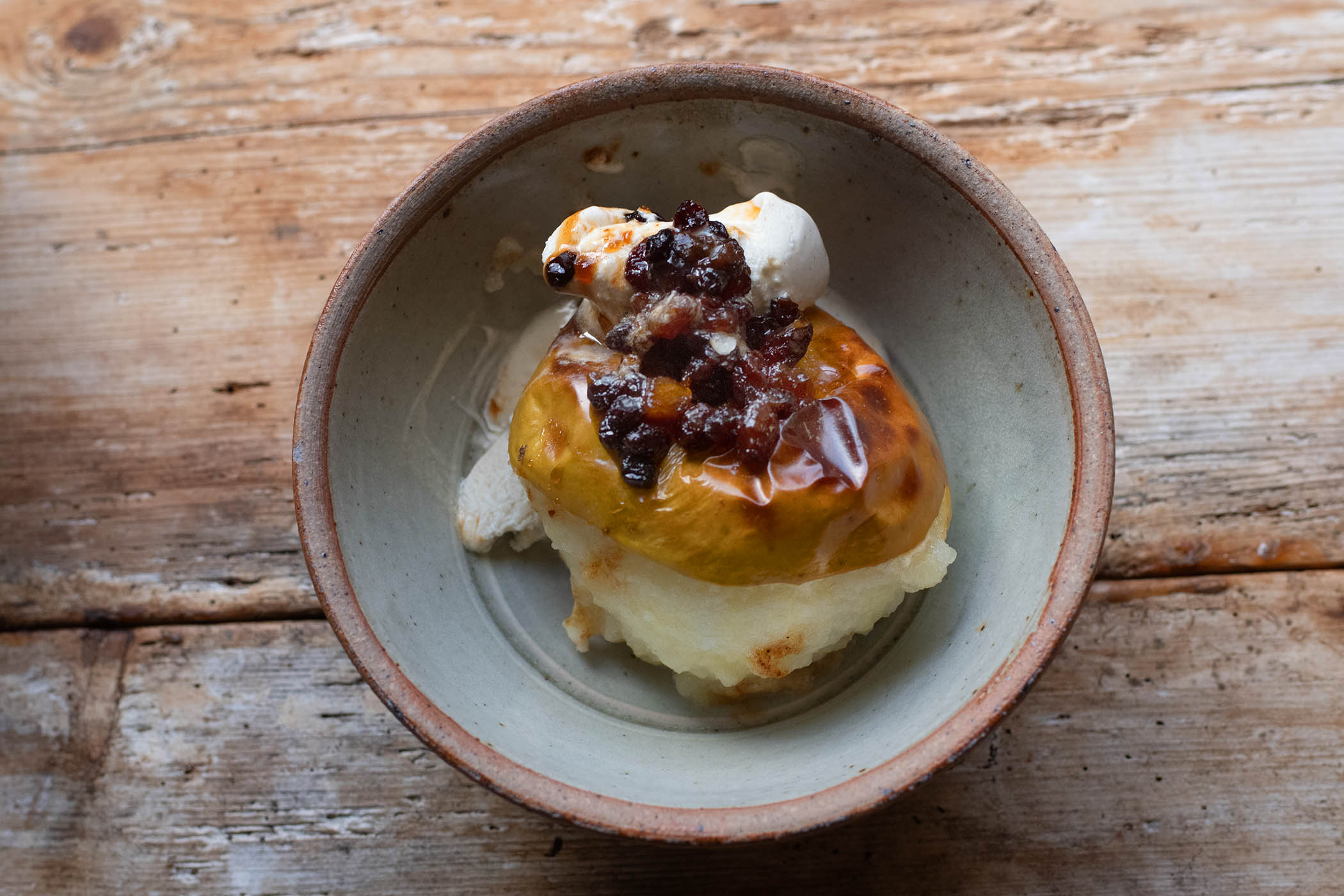 Midweek treat: baked apples with fruit mincemeat ice-cream
