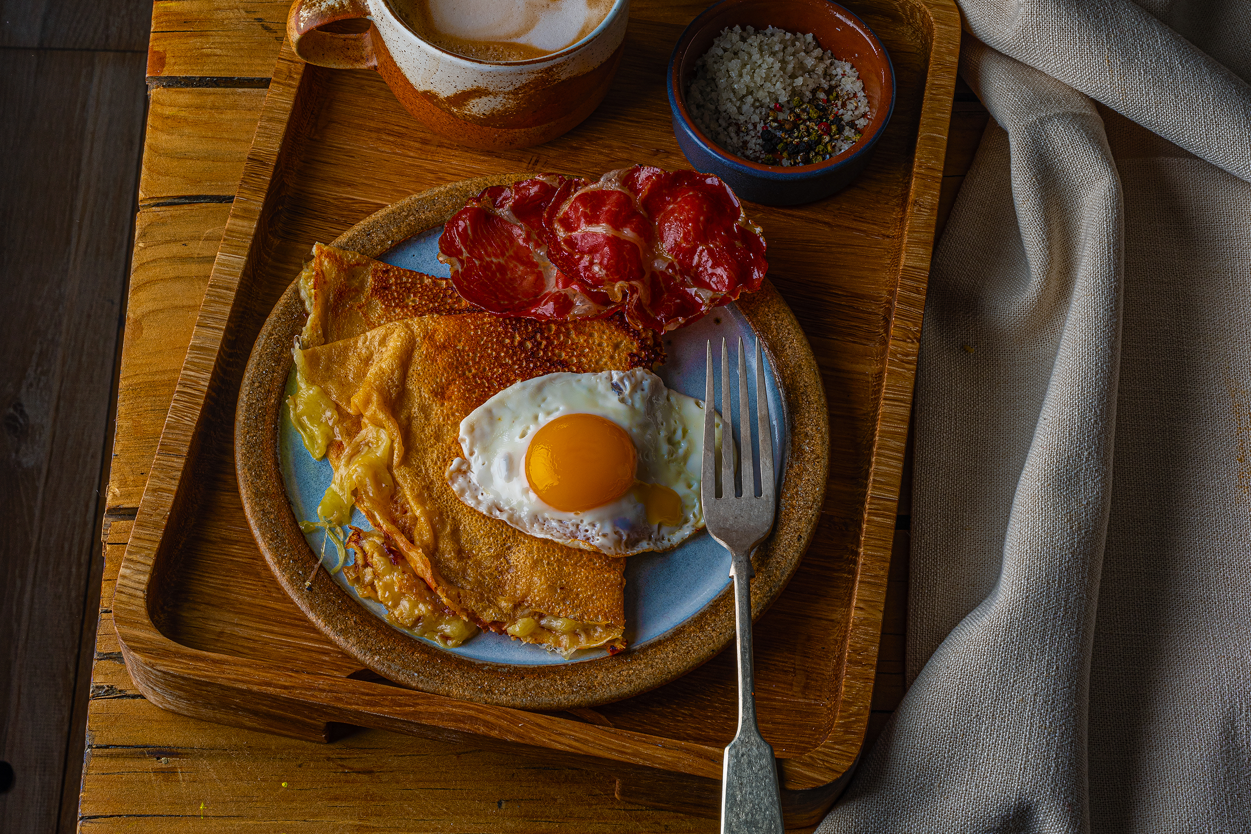 Claire Ptak’s recipe for cheesy buckwheat crepes with egg and ham
