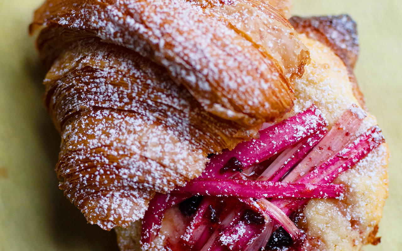 Nigel Slater’s midweek treat: rhubarb frangipane croissants