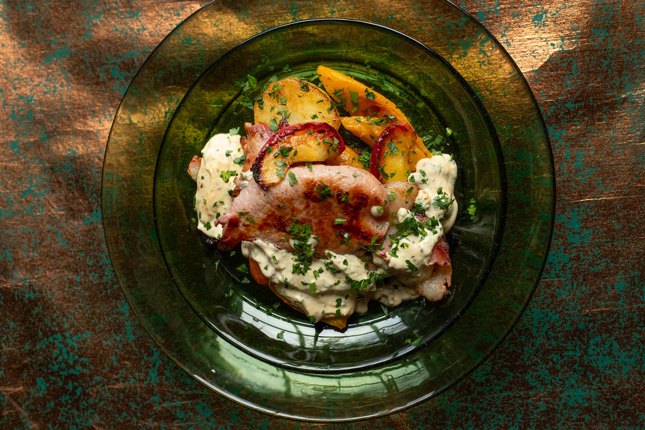 Nigel Slater's midweek dinner: bacon, apple and butternut squash